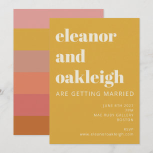 Earthy Boho Rust Gult Modern Geometric Bröllop Inbjudningar