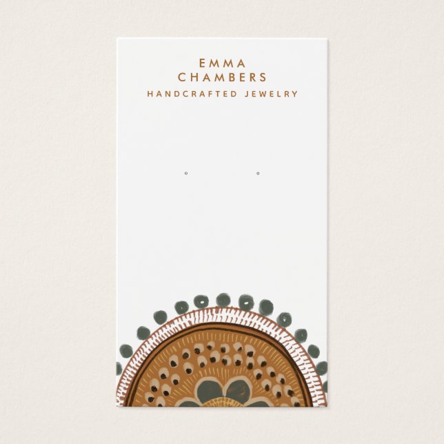 Earthy Boho Rustica Earring Jewelry visning Card Visitkort (Framsidan)