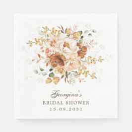 Earthy Boho Terracotta Burnt Orange Blommigt Garde Pappersservett