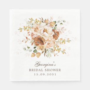 Earthy Boho Terracotta Burnt Orange Blommigt Garde Pappersservett