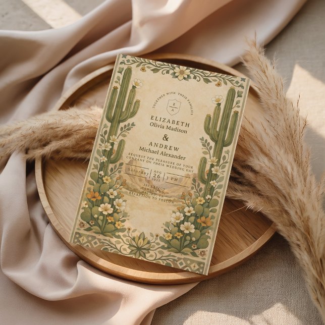 Earthy Botanical Desert Wedding Inbjudningar (Skapare uppladdad)