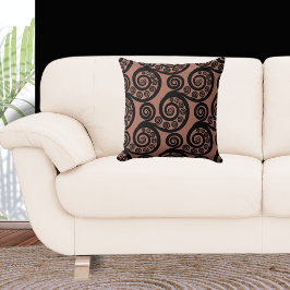 Earthy Bronze & Black Fern Frond Swirl Kudde