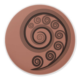 Earthy Bronze-Brown Curly Swirls Ceramic Knob Knopp