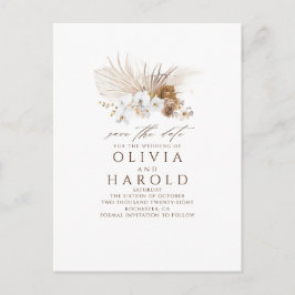 Earthy Brown Blommigt Boho Exotic Spara datum Meddelande Vykort