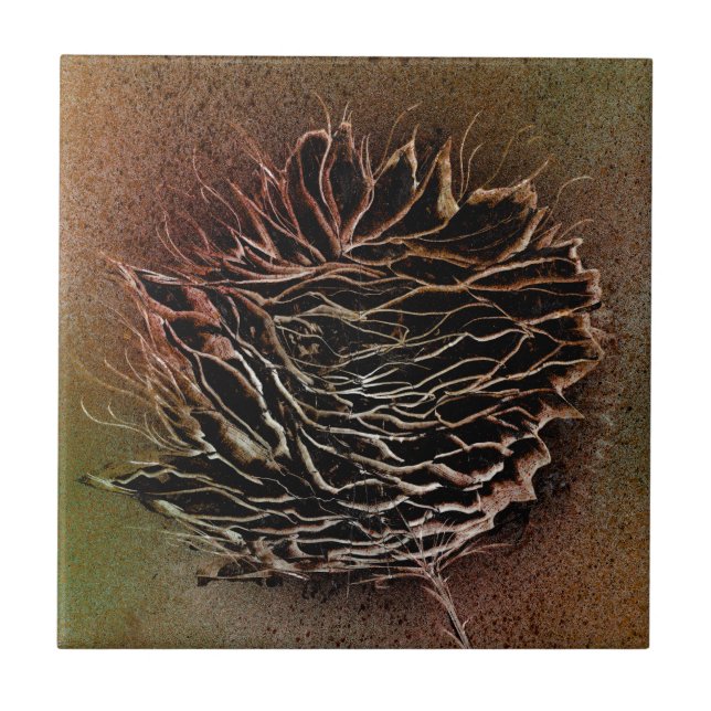 Earthy Brown Flower Kakelplatta (Framsidan)