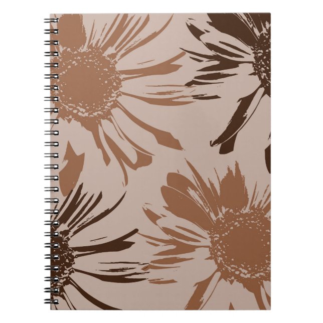 Earthy Brown Gerbera Flowers Anteckningsbok Med Spiral (Framsidan)