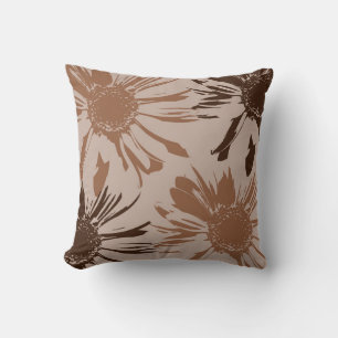 Earthy Brown Gerbera Flowers Kudde