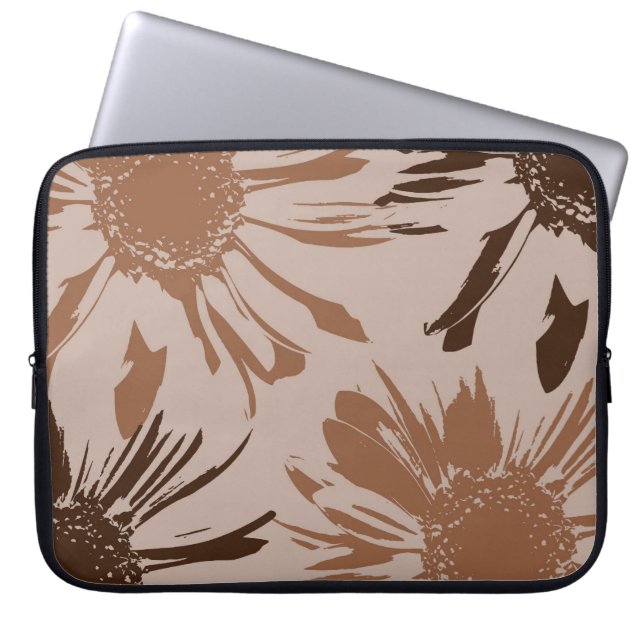 Earthy Brown Gerbera Flowers Laptop Fodral (Framsidan)