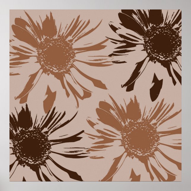 Earthy Brown Gerbera Flowers Poster (Framsidan)