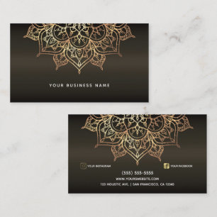 Earthy Brown & Guld Mandala Holistic Spa Business Visitkort