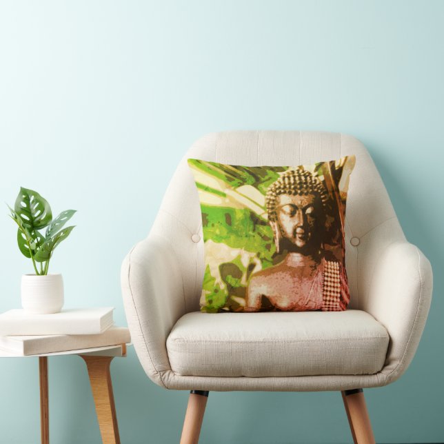 Earthy Buddha Meditation Throw Pillow – Warm Zen Kudde (Stol)