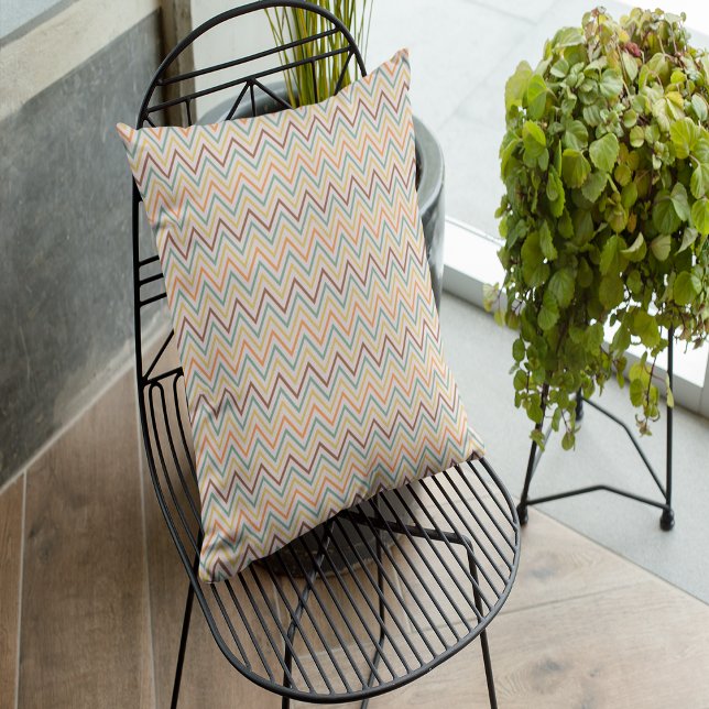 Earthy Chevron Elegance Kudde (Earthy Chevron Elegance Throw Pillow)