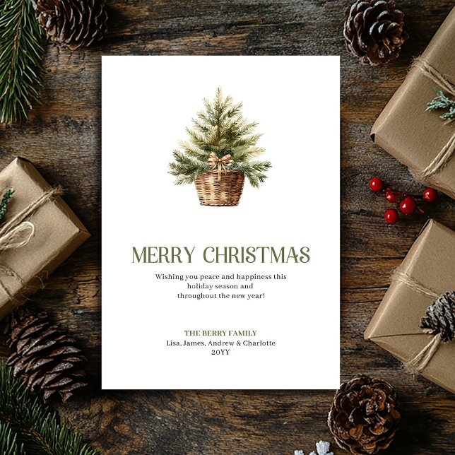 Earthy Christmas Tree Sack Sage Ivory Modern Card Julkort (Earthy Christmas Ornament Sage Ivory Modern Card)