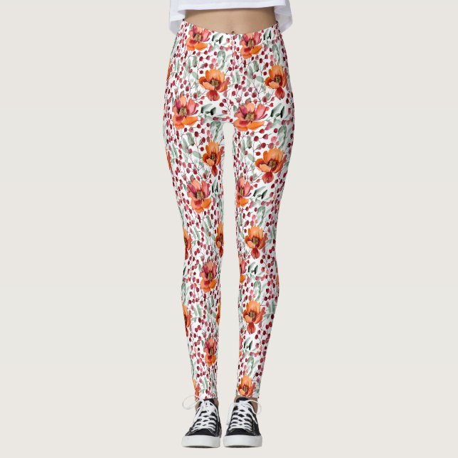 Earthy Colors, Fall Flowers Leggings (Framsida)
