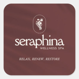 Earthy Elegance Logotyp Beauty, Boutique, Spa Maro Fyrkantigt Klistermärke