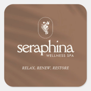 Earthy Elegance Logotyp Beauty, Hälsa, Spa Rust Fyrkantigt Klistermärke