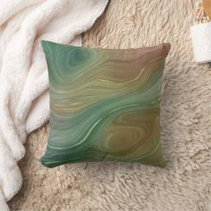 Earthy Emerald Strata Grönt och Golden Bläck Aga Kudde