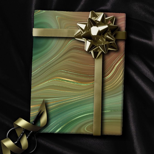 Earthy Emerald Strata | Grönt och Golden Bläck Aga Presentpapper (Skapare uppladdad)