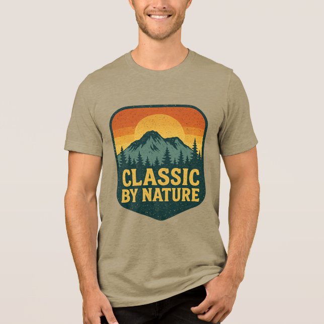 Earthy Escape – Pine Trees & Sunset Adventure T Shirt (Framsida)