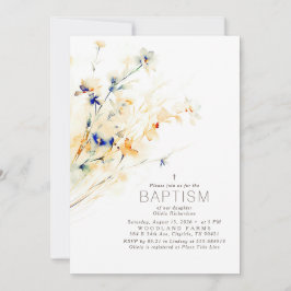 Earthy Fall Flowers Elegant Baptism Inbjudningar