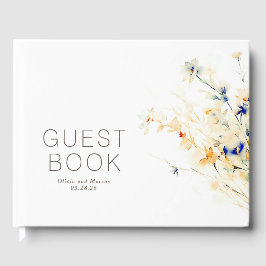Earthy Fall Flowers Minimalist Bröllop Gästböcker