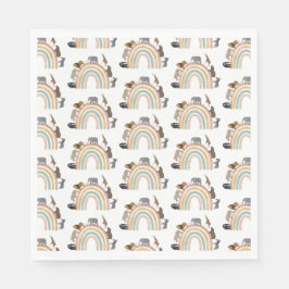 Earthy Färg Rainbow Jungle Animals Mönster Pappersservett