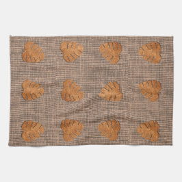 Earthy Färg Rustic Lövs Canvas Kitchen Towel Kökshandduk