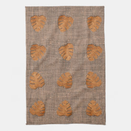 Earthy Färg Rustic Lövs Canvas Kitchen Towel Kökshandduk