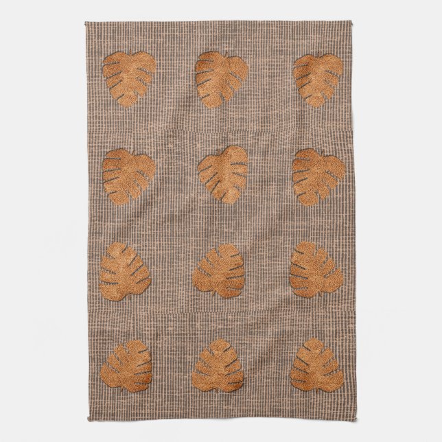 Earthy Färg Rustic Lövs Canvas Kitchen Towel Kökshandduk (Vertikal)