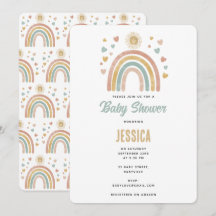 Earthy Färg Watercolor Rainbow Sol Baby Shower
