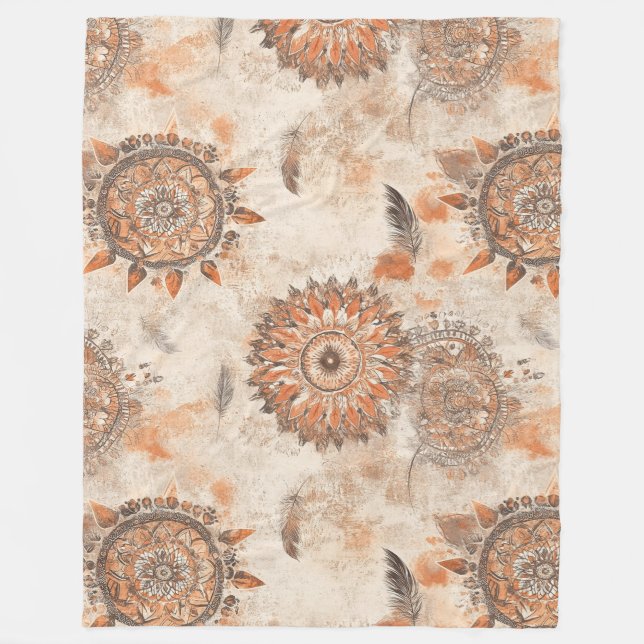 Earthy Feasted Mandala Fleecefilt (Framsidan)