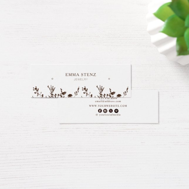 Earthy Floral • Earring Hoops Studs Display Card   Litet Visitkort (Skivbord)