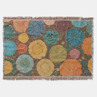 Earthy Floral Mosaic Pattern Filt