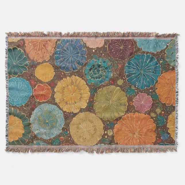 Earthy Floral Mosaic Pattern Filt (Framsidan)