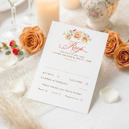 Earthy Flowers Whimsical Elegant Wedding RSVP Card OSA Kort