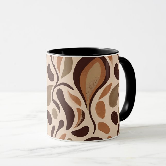 Earthy Fluid Shapes Mug – Minimal Abstract Style Mugg (Framsida höger)