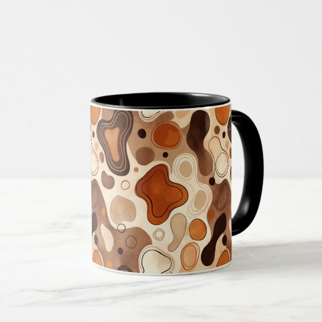 Earthy Fluid Shapes Mug – Minimal Abstract Style Mugg (Framsida höger)