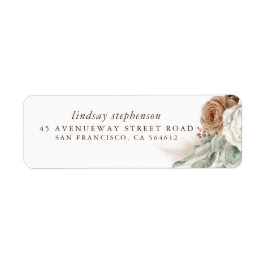 Earthy Foliage Pampas Grass Boho Returadress Etikett