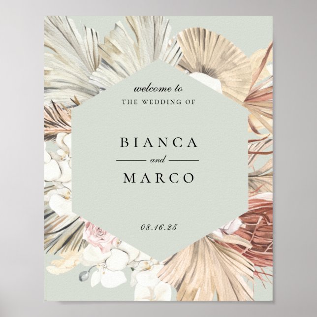Earthy Foliage Ram Bröllop Välkommen Poster (Framsidan)