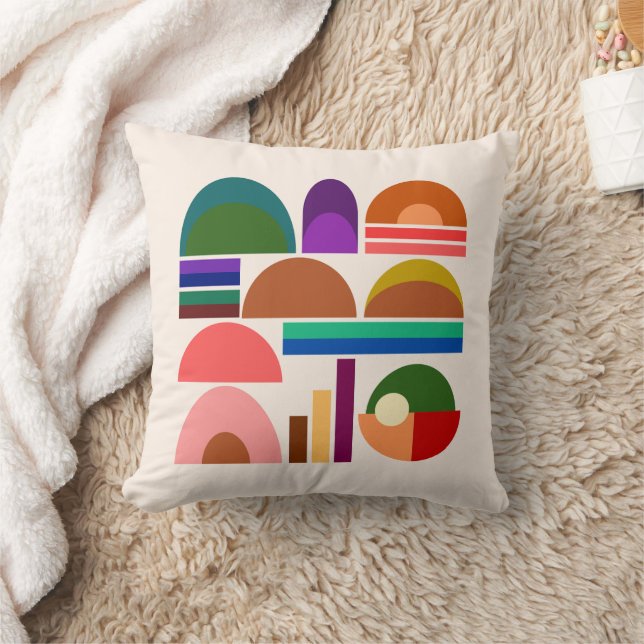 Earthy Geometric Abstract Pillow Art Kudde (Filt)