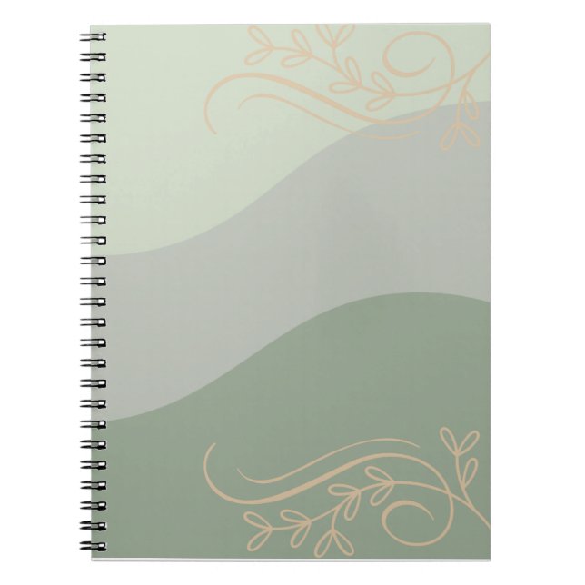 Earthy Green with Gold Accents Notebook – Natural  Anteckningsbok (Framsidan)