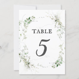 Earthy Greenery Watercolor Bordsnummer Card