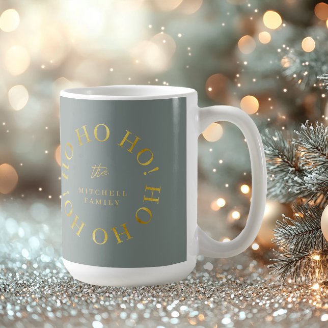Earthy Grönt Guld jul Ho Ho Ho ID1009 Kaffemugg (Skapare uppladdad)