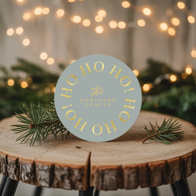 Earthy Grönt Guld jul Ho Ho Ho ID1009 Underlägg Papper Rund (Skapare uppladdad)