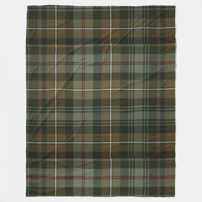Earthy Grönt och Brown Tartan Fleecefilt (Framsidan)