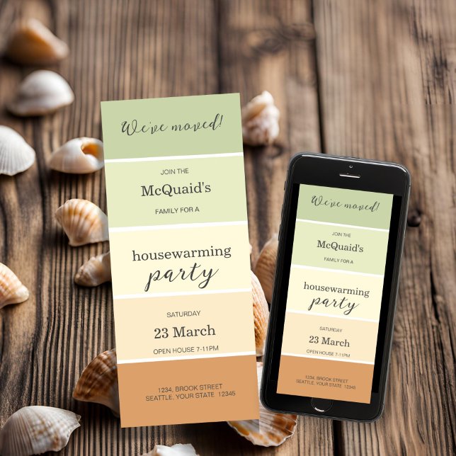 Earthy Grönts House Warming Party-inbjudan Inbjudningar (House Warming Party Invitation in soft greens and browns)