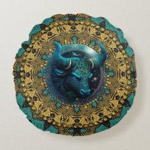 Earthy Guld Teal Tribal Taurus Zodiac