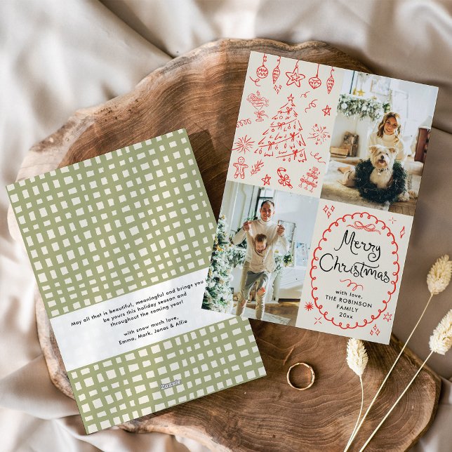 Earthy Hand plockade Boho God jul 2 Photo Julkort (Skapare uppladdad)