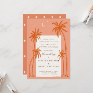 Earthy Handflatan Träd orange boho bröllopsinbjuda Inbjudningar