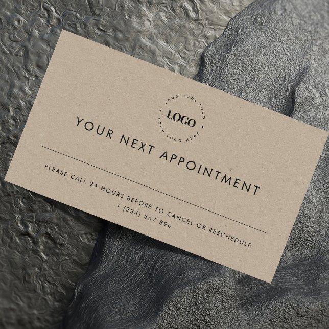 Earthy Kraft Anpassningsbar Logotyp Business Appoi Tidsbeställning Kort (Skapare uppladdad)